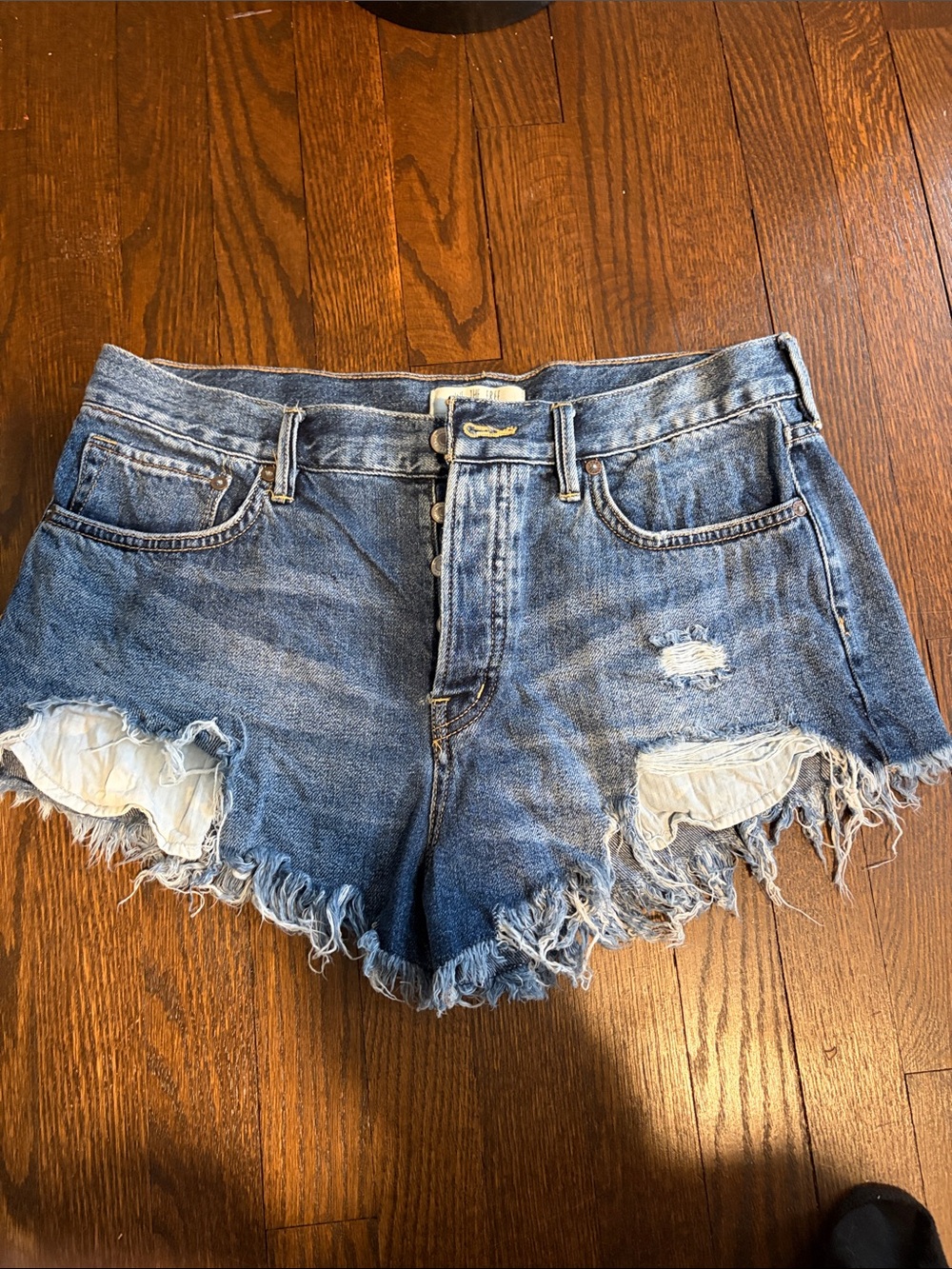 We The Free Distressed Light Blue Denim Cutoff Shorts